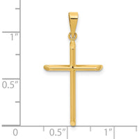 14K Yellow Gold Polished Cross Pendant with Beveled Edges - 31.2mm Length by Oro Pregiato