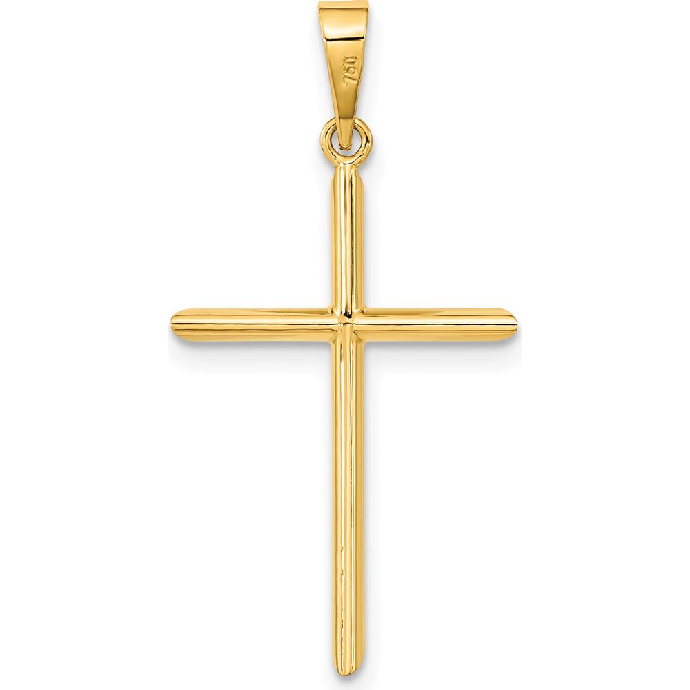 14K Yellow Gold Polished Cross Pendant with Beveled Edges - 31.2mm Length by Oro Pregiato