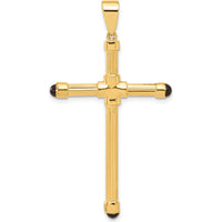 14K Yellow Gold Polished Cross Pendant with Black Onyx - 49.9mm Length by Oro Pregiato