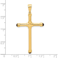 14K Yellow Gold Polished Cross Pendant with Black Onyx - 49.9mm Length by Oro Pregiato