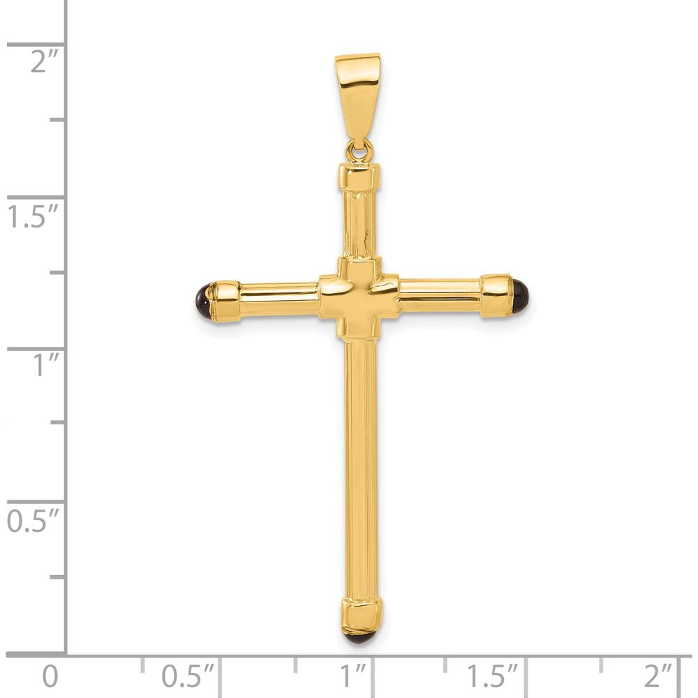 14K Yellow Gold Polished Cross Pendant with Black Onyx - 49.9mm Length by Oro Pregiato