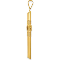 14K Yellow Gold Polished Cross Pendant with Center Wrap Design - 50.75mm Length by Oro Pregiato