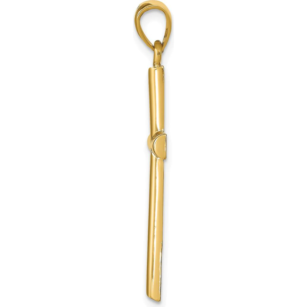 14K Yellow Gold Polished Cross Pendant with Concave Profile - 35mm Length, 18mm Width by Oro Pregiato