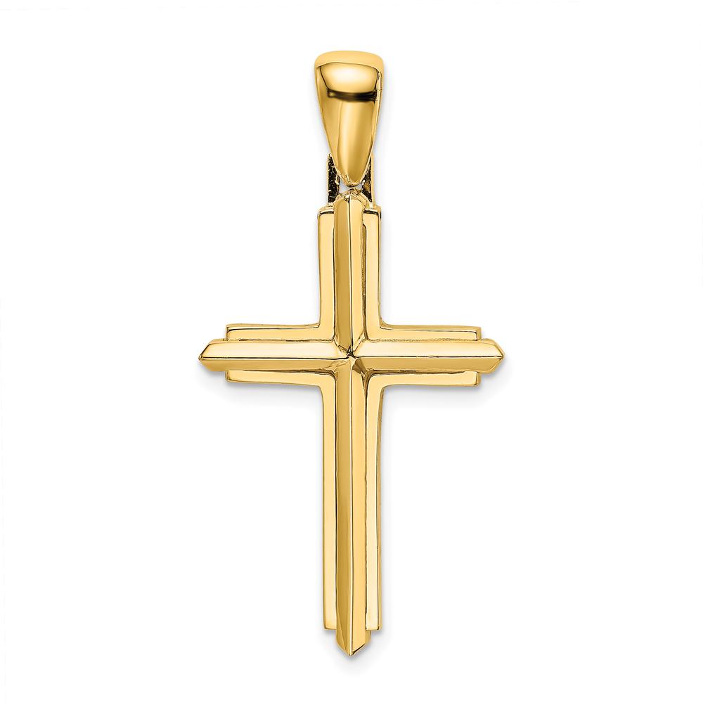 14K Yellow Gold Polished Cross Pendant with Open Back Profile by Oro Pregiato