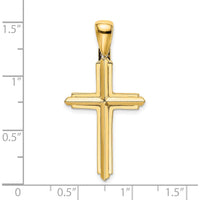 14K Yellow Gold Polished Cross Pendant with Open Back Profile by Oro Pregiato