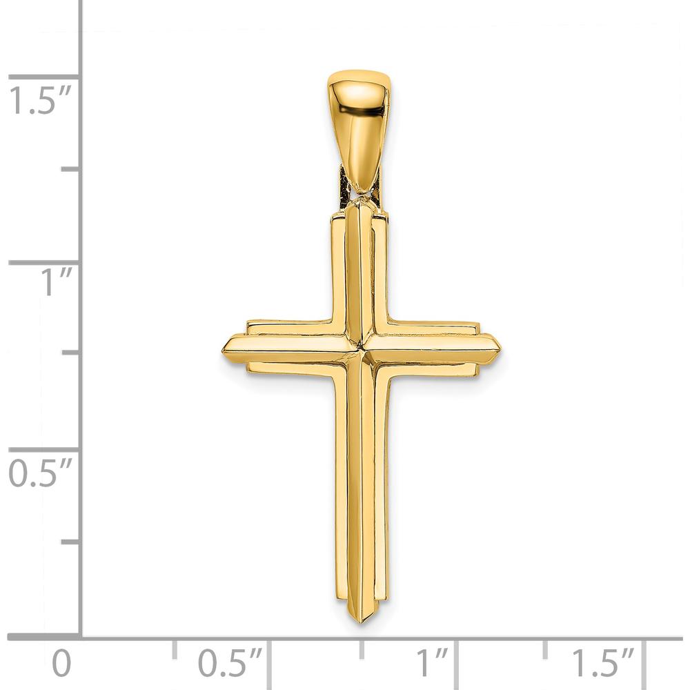 14K Yellow Gold Polished Cross Pendant with Open Back Profile by Oro Pregiato