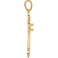 14K Yellow Gold Polished Cross Pendant with Oval Center Stone Mounting by Oro Pregiato