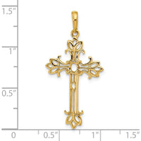14K Yellow Gold Polished Cross Pendant with Oval Center Stone Mounting by Oro Pregiato