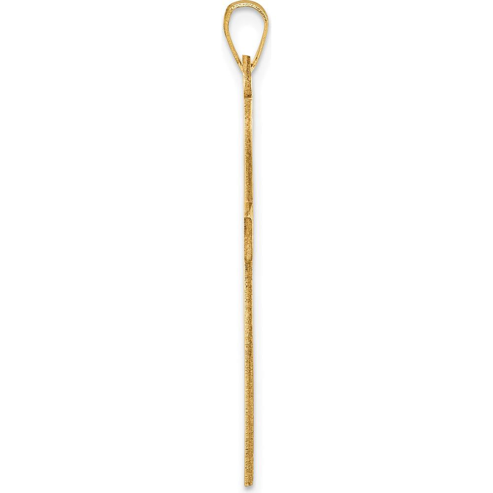 14K Yellow Gold Polished Cross Pendant with Patterned Texture - 41.5mm Length by Oro Pregiato