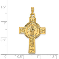 14K Yellow Gold Polished Cross Pendant with St. Jude Thaddeus Medal - 36mm Length by 0