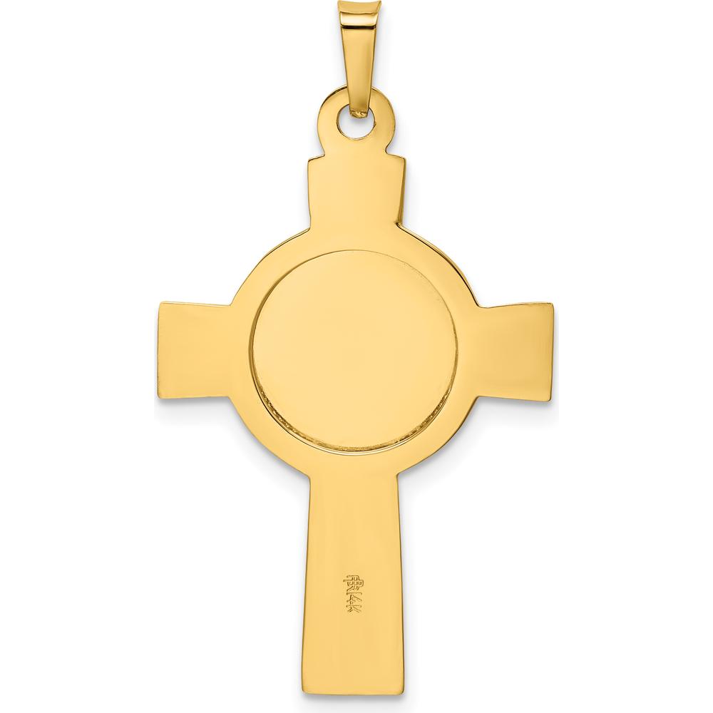 14K Yellow Gold Polished Cross Pendant with St. Jude Thaddeus Medal - 36mm Length by 0
