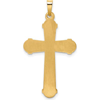 14K Yellow Gold Polished Cross Pendant with Striped Detail - 30.5mm Length by Oro Pregiato