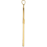 14K Yellow Gold Polished Cross Pendant with Striped Texture - 60.12mm Length by Oro Pregiato