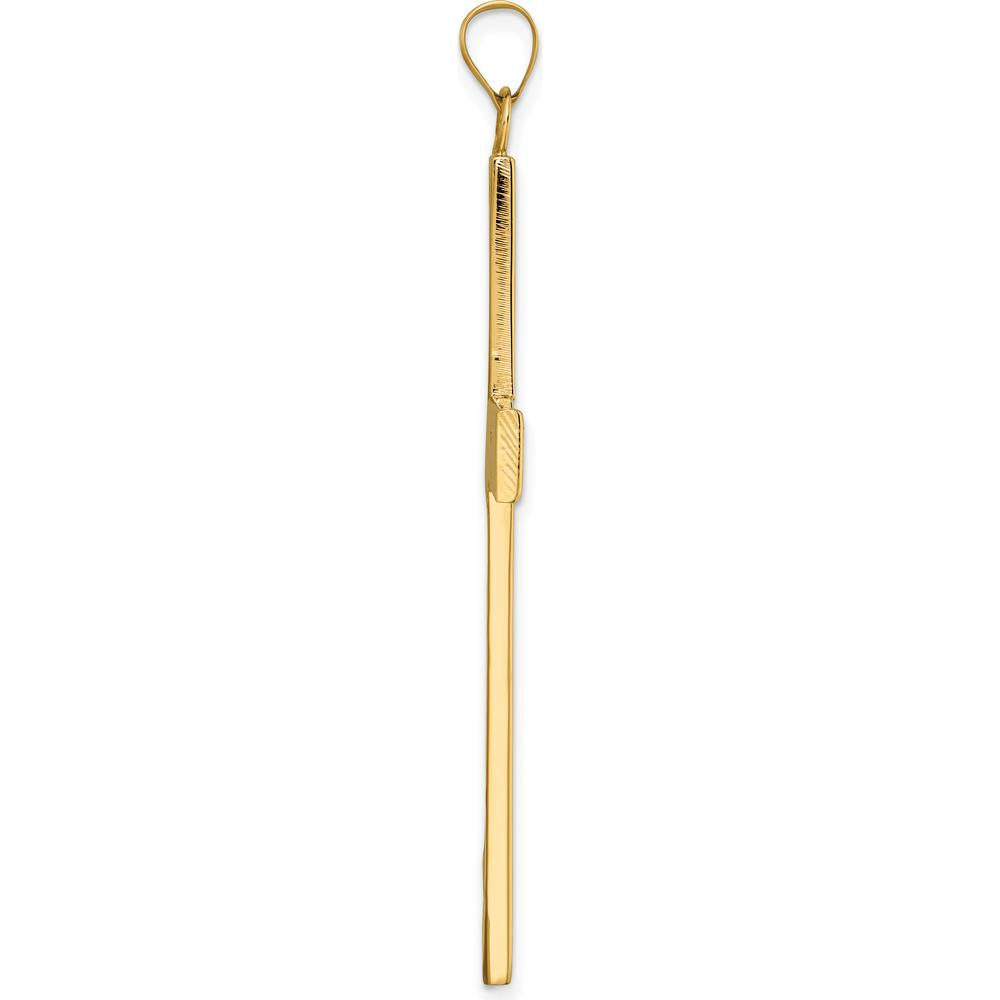 14K Yellow Gold Polished Cross Pendant with Striped Texture - 60.12mm Length by Oro Pregiato