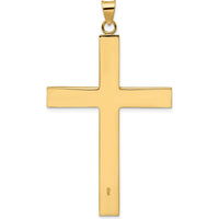 14K Yellow Gold Polished Cross Pendant with Striped Texture - 60.12mm Length by Oro Pregiato