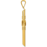 14K Yellow Gold Polished Cross Pendant with Textured Center Wrap - 45.2mm Length by Oro Pregiato