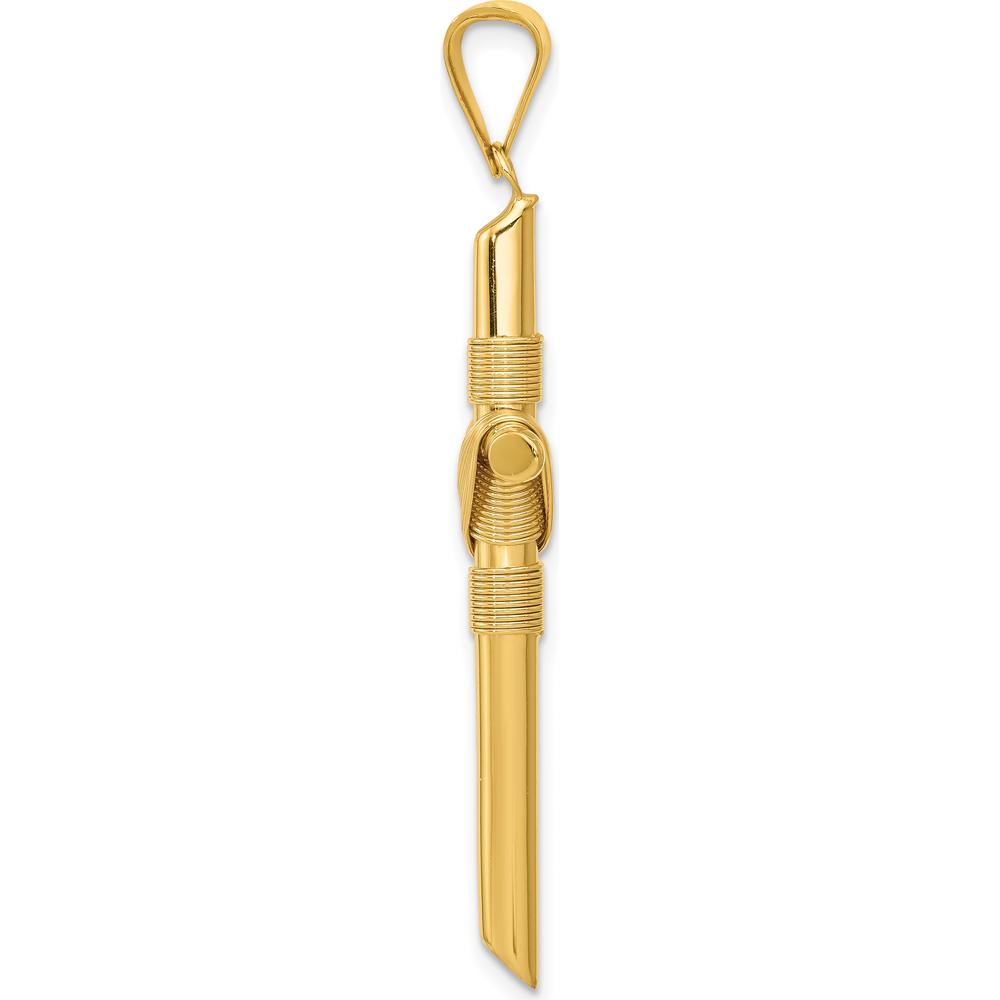 14K Yellow Gold Polished Cross Pendant with Textured Center Wrap - 45.2mm Length by Oro Pregiato