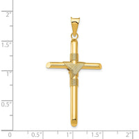 14K Yellow Gold Polished Cross Pendant with Textured Center Wrap - 45.2mm Length by Oro Pregiato