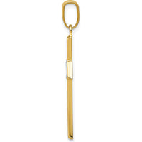14K Yellow Gold Polished Cross Pendant with White Rhodium Plating by Oro Pregiato
