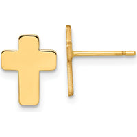 14K Yellow Gold Polished Cross Post Earrings by 0