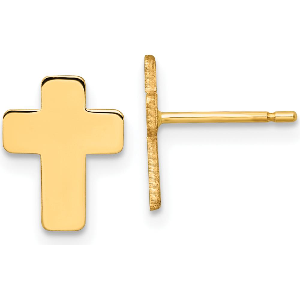 14K Yellow Gold Polished Cross Post Earrings by 0