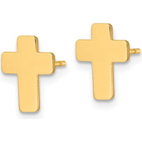 14K Yellow Gold Polished Cross Post Earrings by 0