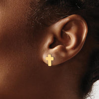 14K Yellow Gold Polished Cross Post Earrings by 0