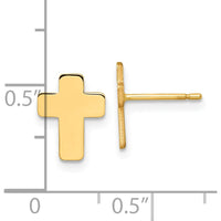14K Yellow Gold Polished Cross Post Earrings by 0