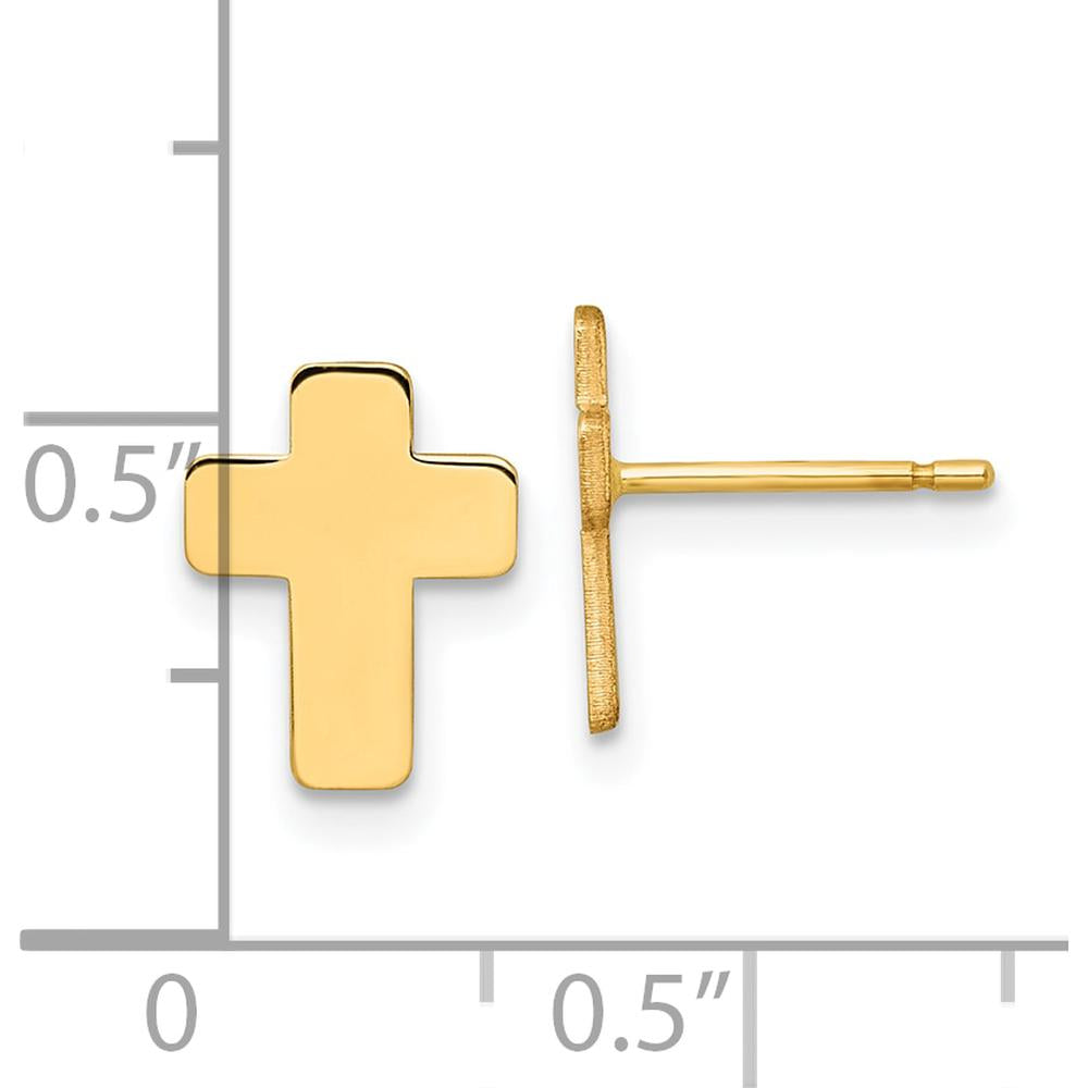 14K Yellow Gold Polished Cross Post Earrings by 0