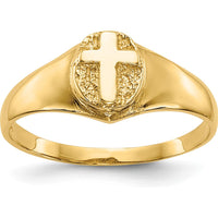 14K Yellow Gold Polished Cross Ring for Children - Faith Symbol by 0