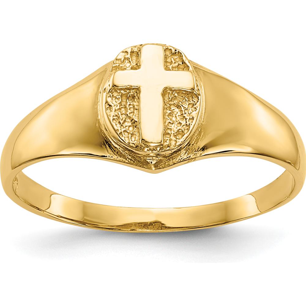14K Yellow Gold Polished Cross Ring for Children - Faith Symbol by 0