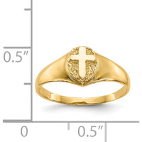14K Yellow Gold Polished Cross Ring for Children - Faith Symbol by 0