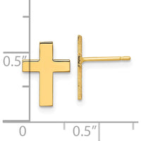 14K Yellow Gold Polished Cross Stud Earrings - Elegant Design by 0