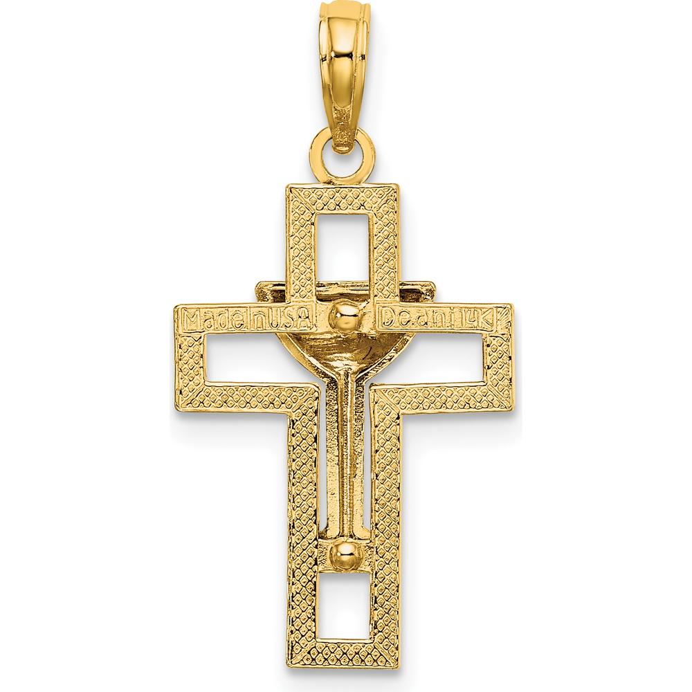 14K Yellow Gold Polished Cross with Communion Cup Charm - 25.2mm Length by Oro Pregiato