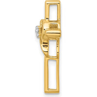 14K Yellow Gold Polished Cross with Heart Shaped Diamond Accent Pendant - 0.008 Carat Total Diamond Weight by Oro Pregiato