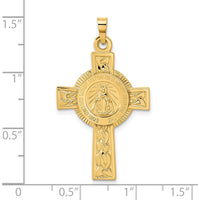 14K Yellow Gold Polished Cross with Miraculous Medal Center Pendant - Reversible Design by 0
