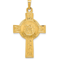 14K Yellow Gold Polished Cross with St. Christopher Medal Pendant - Faith & Protection Symbol by 0
