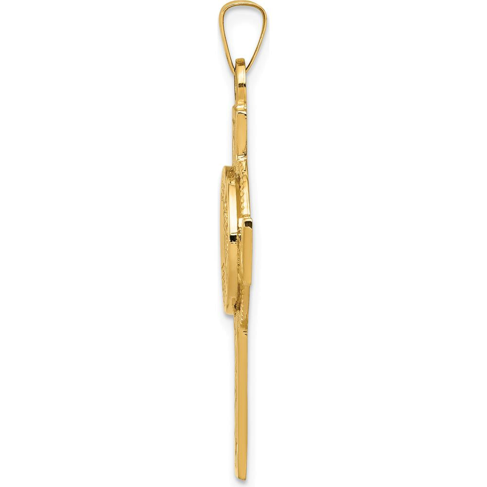 14K Yellow Gold Polished Cross with St. Christopher Medal Pendant - Faith & Protection Symbol by 0