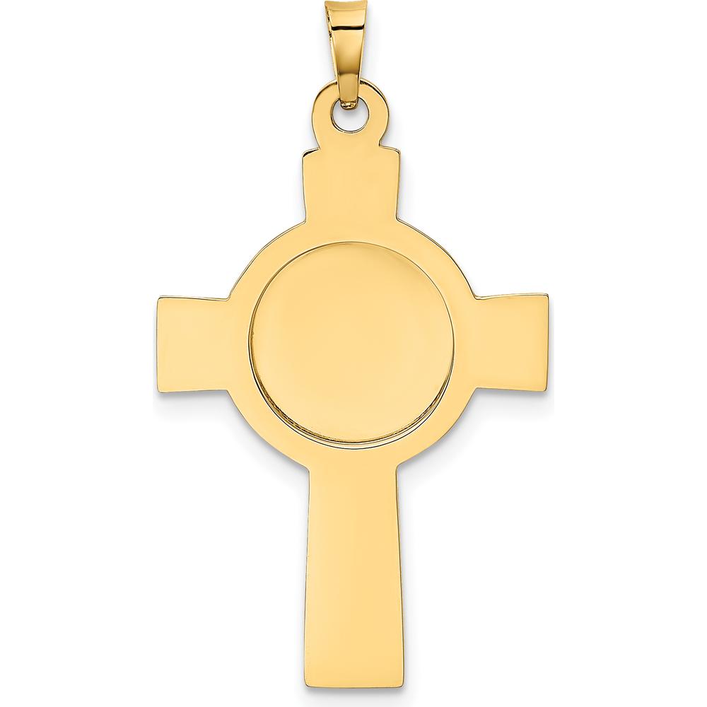 14K Yellow Gold Polished Cross with St. Christopher Medal Pendant - Faith & Protection Symbol by 0