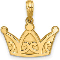 14K Yellow Gold Polished Crown Pendant - Timeless Royal Charm by Oro Pregiato