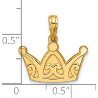 14K Yellow Gold Polished Crown Pendant - Timeless Royal Charm by Oro Pregiato