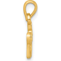 14K Yellow Gold Polished Crown Pendant with Heart Center Design - Regal Charm for Women by Oro Pregiato