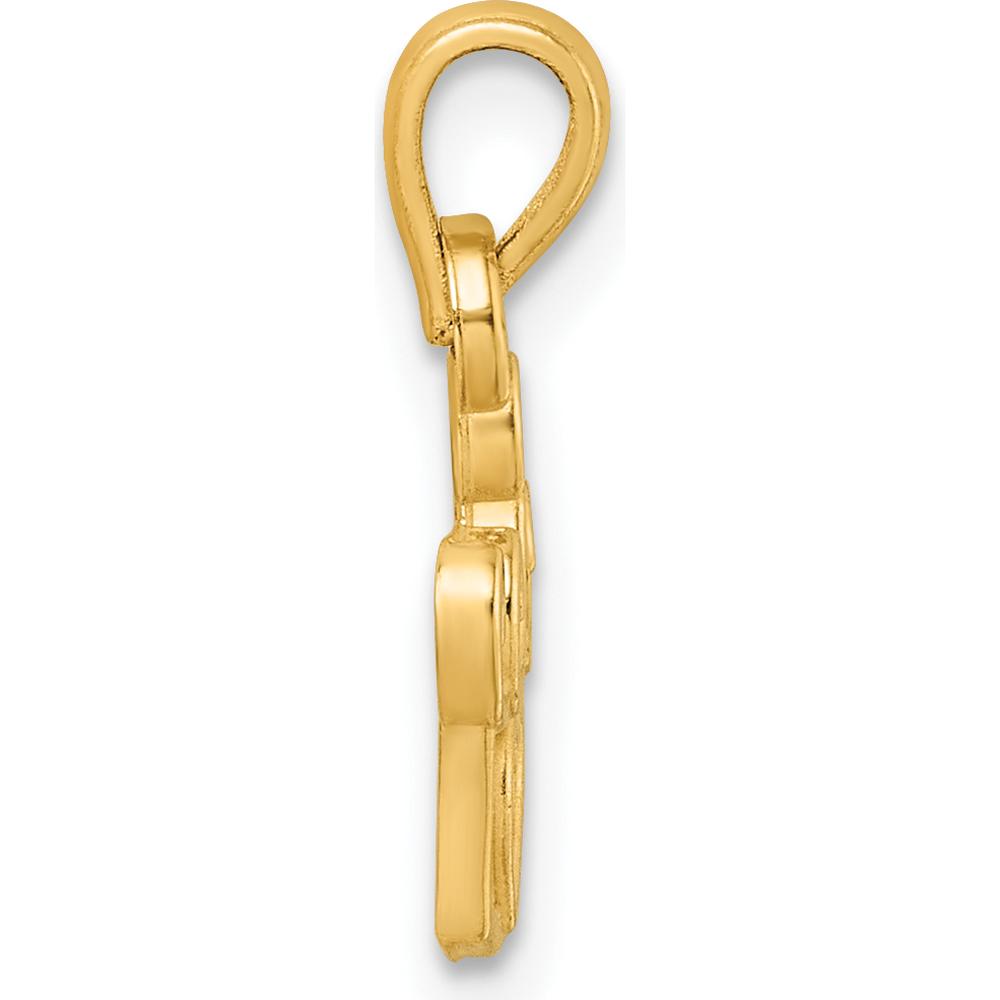 14K Yellow Gold Polished Crown Pendant with Heart Center Design - Regal Charm for Women by Oro Pregiato