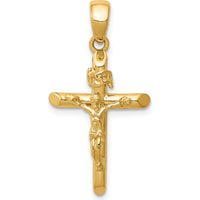 14K Yellow Gold Polished Crucifix Cross Pendant - Faith Inspired Design by Oro Pregiato