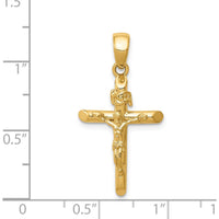 14K Yellow Gold Polished Crucifix Cross Pendant - Faith Inspired Design by Oro Pregiato
