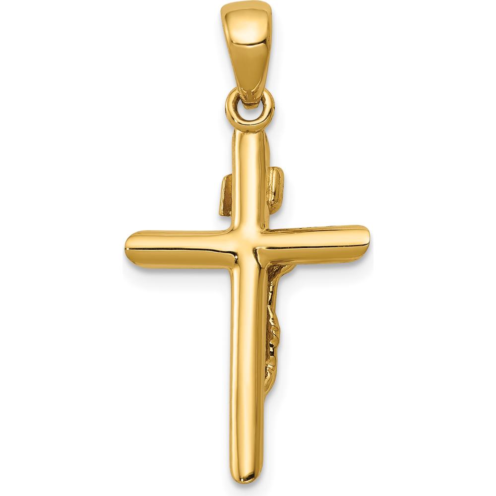 14K Yellow Gold Polished Crucifix Cross Pendant - Faith Inspired Design by Oro Pregiato