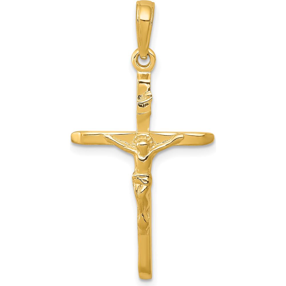 14K Yellow Gold Polished Crucifix Pendant - 34mm by Oro Pregiato