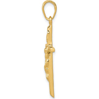 14K Yellow Gold Polished Crucifix Pendant - 34mm by Oro Pregiato