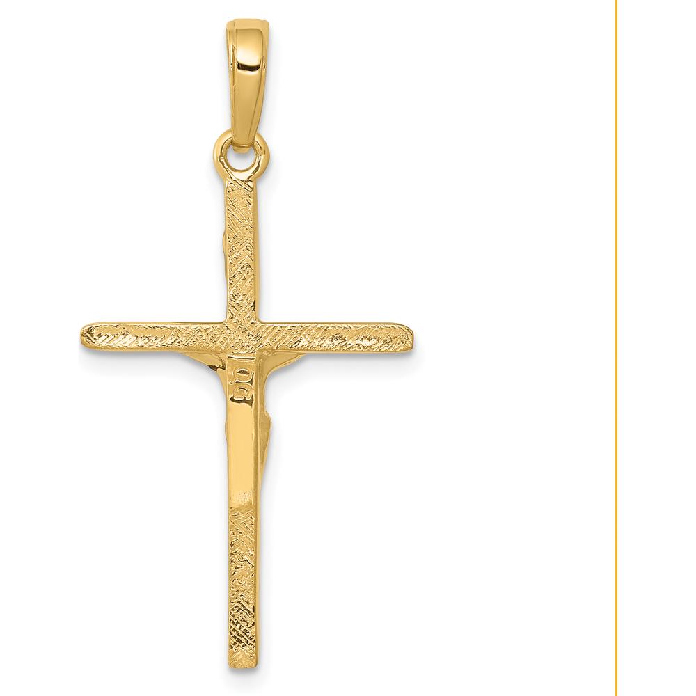 14K Yellow Gold Polished Crucifix Pendant - 34mm by Oro Pregiato