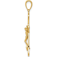 14K Yellow Gold Polished Crucifix Pendant - 36mm Length by Oro Pregiato